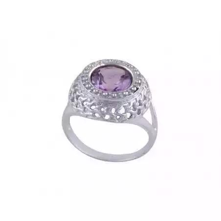 Stříbrný prsten s ametystem