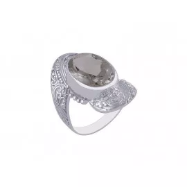 Stříbrný prsten se zeleným ametystem