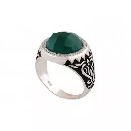 Stříbrný prsten se zeleným onyxem