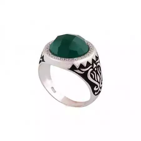 Stříbrný prsten se zeleným onyxem
