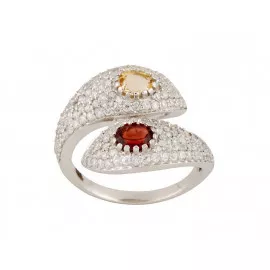Stříbrný prsten s citrínem a granátem