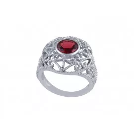 Stříbrný prsten s granátem