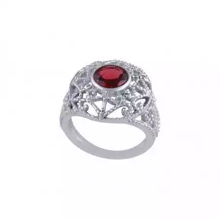 Stříbrný prsten s granátem