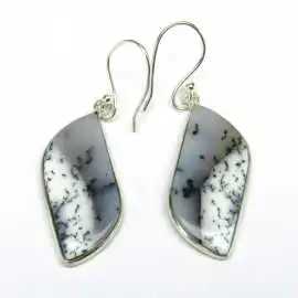 Stříbrné naušnice s dendritickým opálem