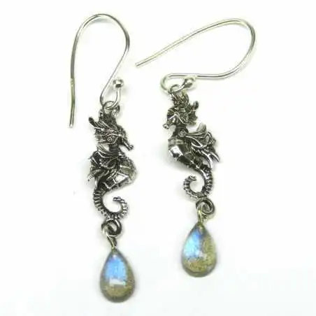 Stříbrné naušnice s labradoritem