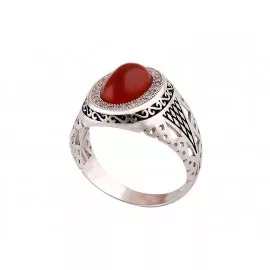 Stříbrný prsten s karneolem