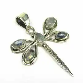 Stříbrný přívěsek s mesíčním kamenem vážka