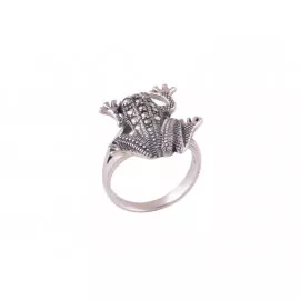 Stříbrný autorský prsten žába