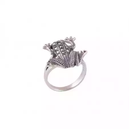 Stříbrný autorský prsten žába