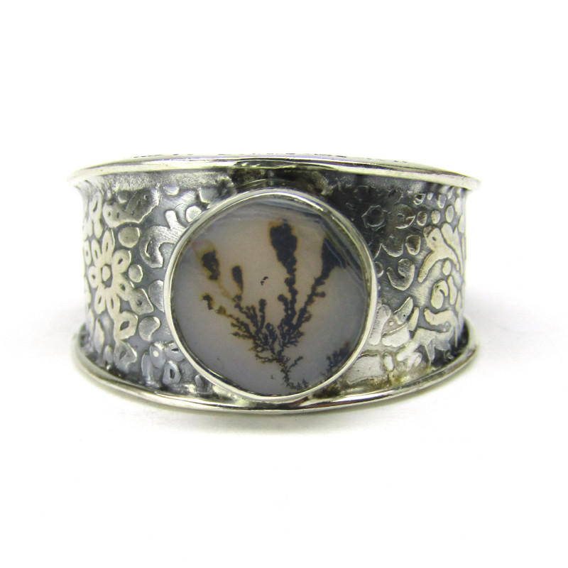 Stříbrný prsten s dendritickým achátem