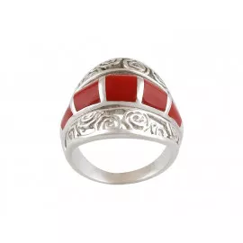 Stříbrný prsten s mořským korálem