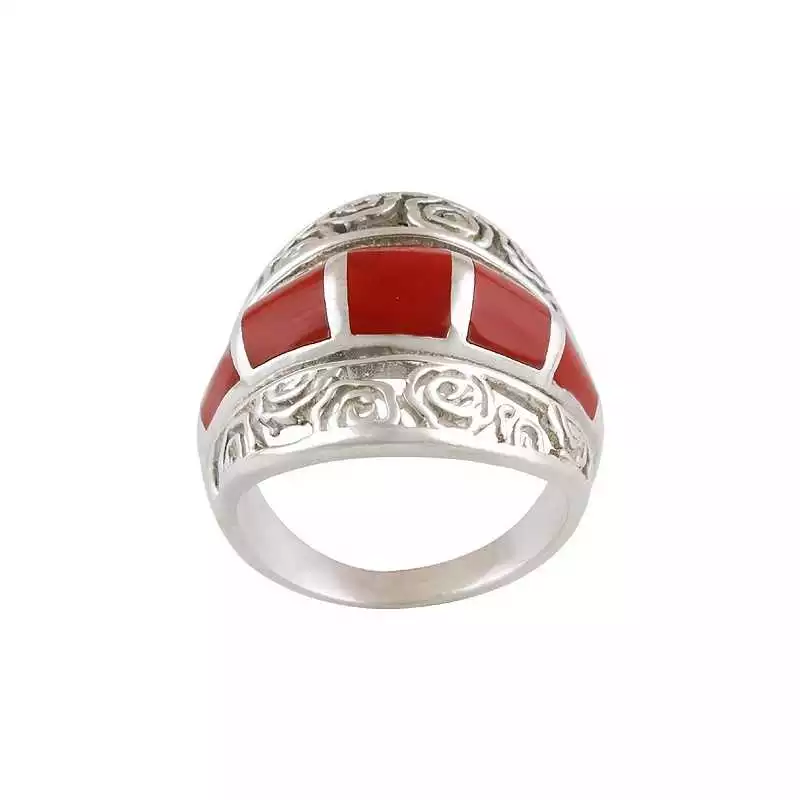 Stříbrný prsten s mořským korálem