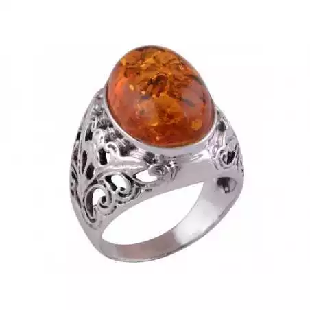 Stříbrný prsten s jantarem