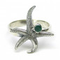 Stříbrný prsten hvězdice se smaragdem