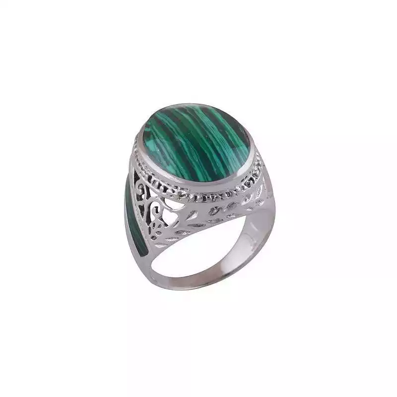 Stříbrný prsten s malachitem