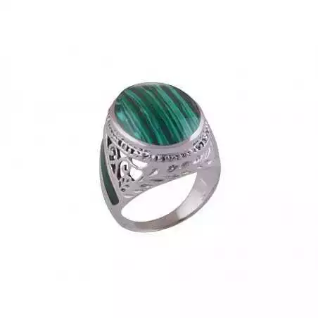 Stříbrný prsten s malachitem