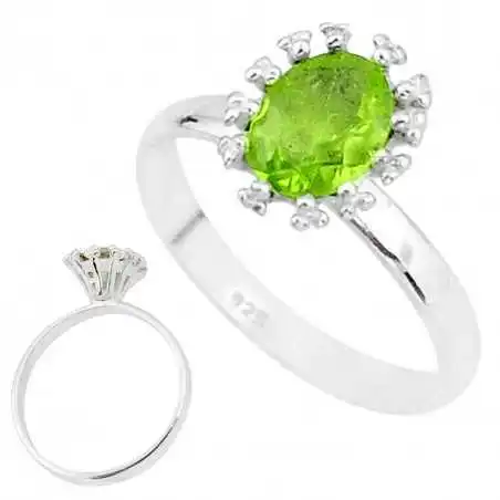 Stříbrný prsten s olivínem