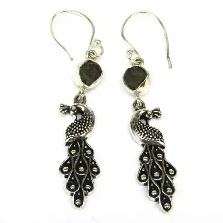 Stříbrné naušnice s vltavínem