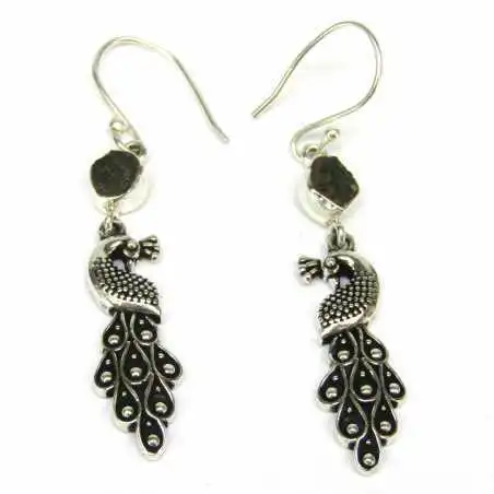 Stříbrné naušnice s vltavínem