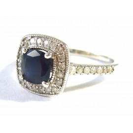 14 kt zlatý prsten se safírem 0.9 kt a brilianty 0.36 kt+ znalecký posudek+odhad