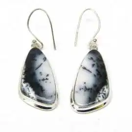 Stříbrné naušnice s dendritickým opálem