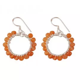 Stříbrné naušnice s karneoly