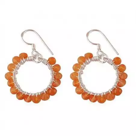 Stříbrné naušnice s karneoly