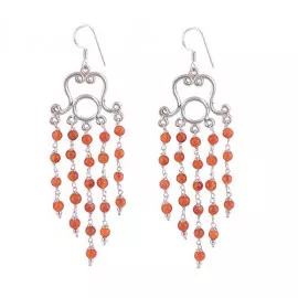 Stříbrné naušnice s karneoly