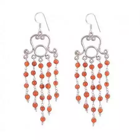Stříbrné naušnice s karneoly