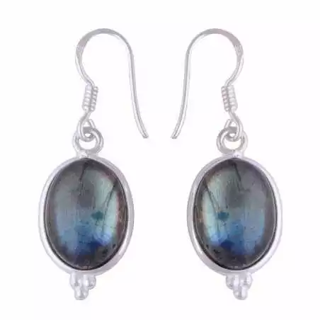 Stříbrné naušnice s labradoritem
