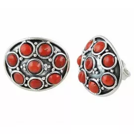 Stříbrné naušnice s mořskými korály