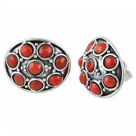 Stříbrné naušnice s mořskými korály