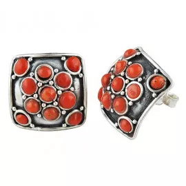 Stříbrné naušnice s mořskými korály