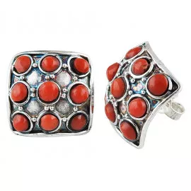 Stříbrné naušnice s mořskými korály