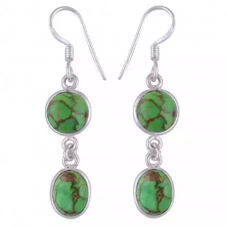 Stříbrné naušnice se zelenými tyrkysy