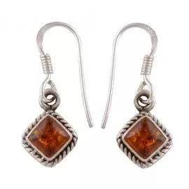 Stříbrné naušnice s jantary