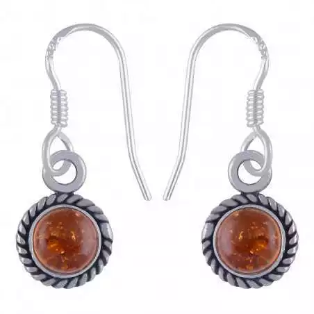 Stříbrné naušnice s jantary