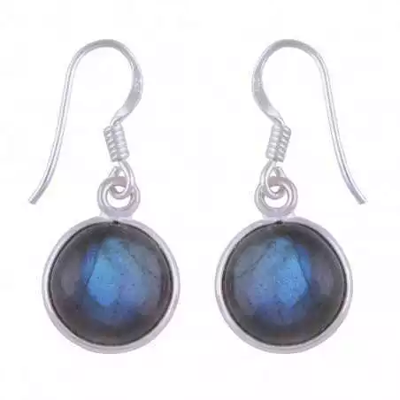 Stříbrné naušnice s labradoritem