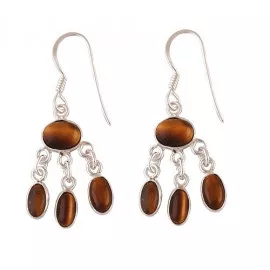 Stříbrné naušnice s tygřím okem