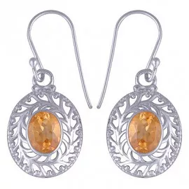 Stříbrné naušnice s citrínem