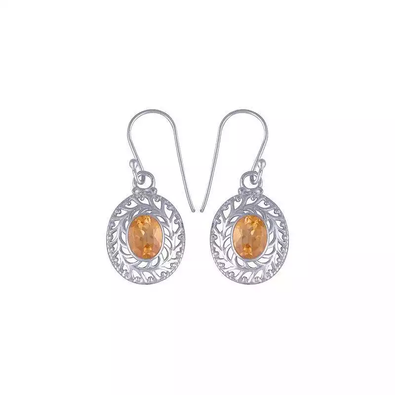 Stříbrné naušnice s citrínem
