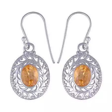 Stříbrné naušnice s citrínem