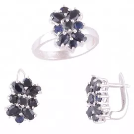 Stříbrná souprava se safírem