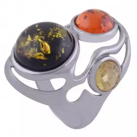 Stříbrný prsten s jantarem