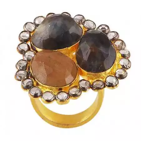 Stříbrný prsten se safíry