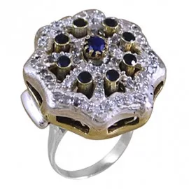 Stříbrný prsten se safíry