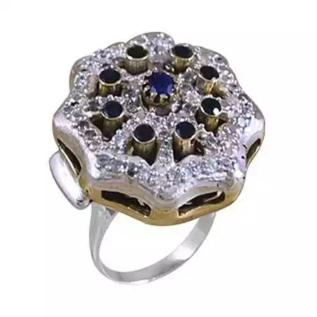 Stříbrný prsten se safíry