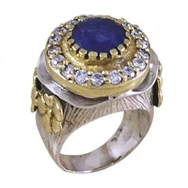 Stříbrný prsten se safíry