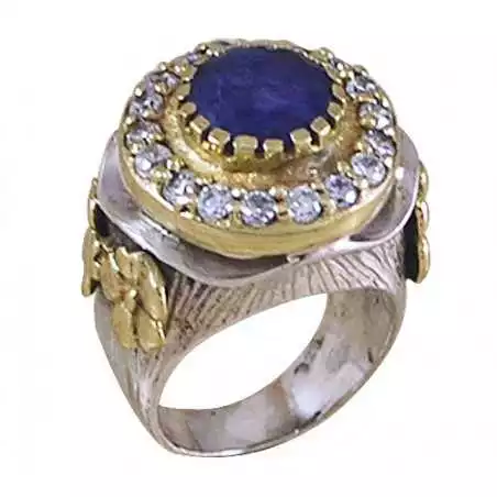 Stříbrný prsten se safíry