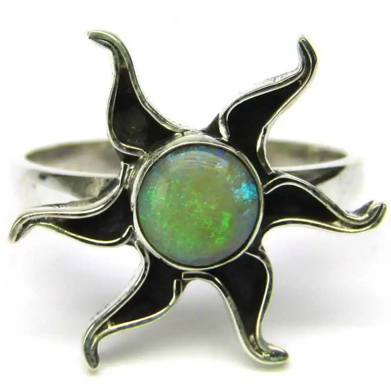Stříbrný prsten slunce s opálem